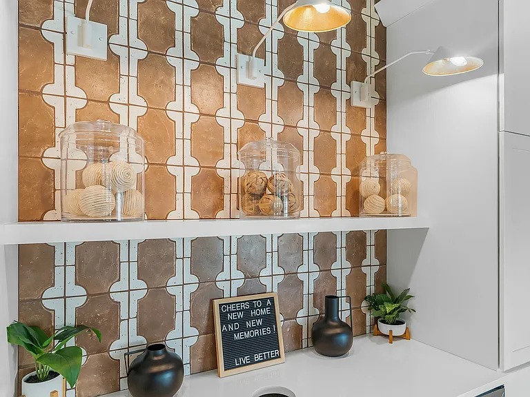 Elevate your kitchen style with this modern decorative accent wall.