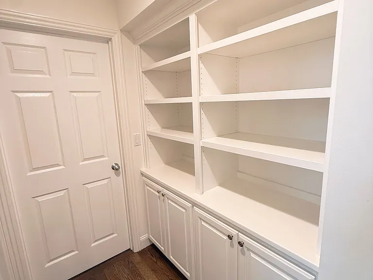 built-in shelf in hallway