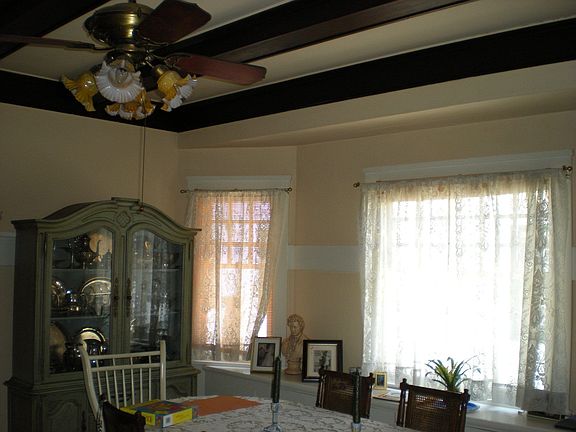Beamed ceiling in the formal dining room