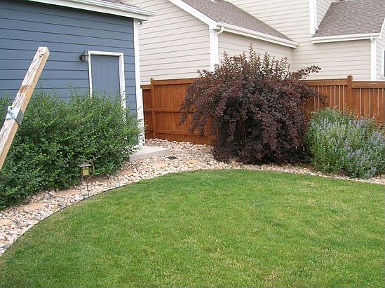 Backyard behind garage