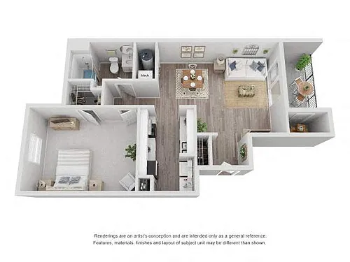 Floor plan LE2 - 1 Bed, 1 Bath