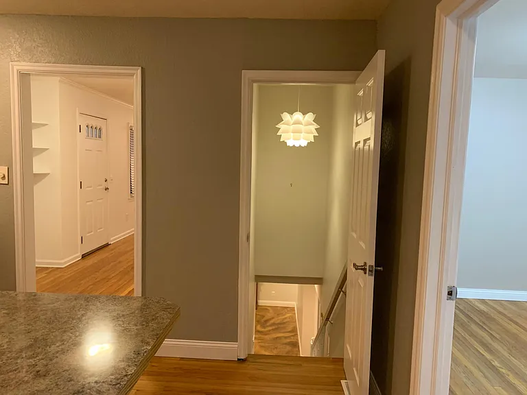 Main staircase from kitchen down to finished basement