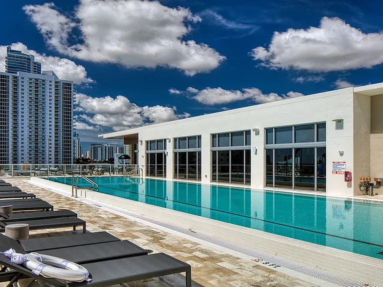 Refreshing rooftop lap pool