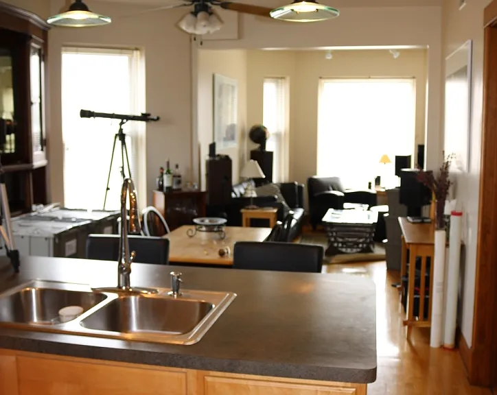 View from kitchen to the living area