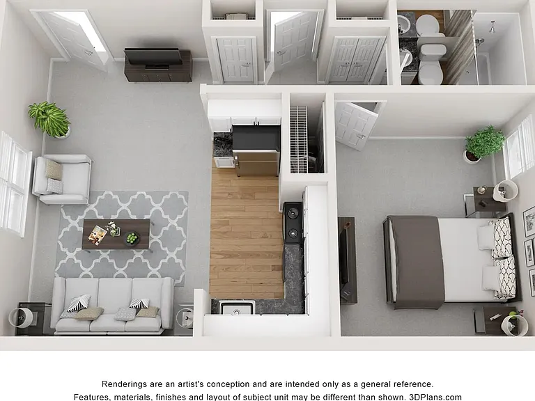 A 3D floor plan rendering of The Willow.