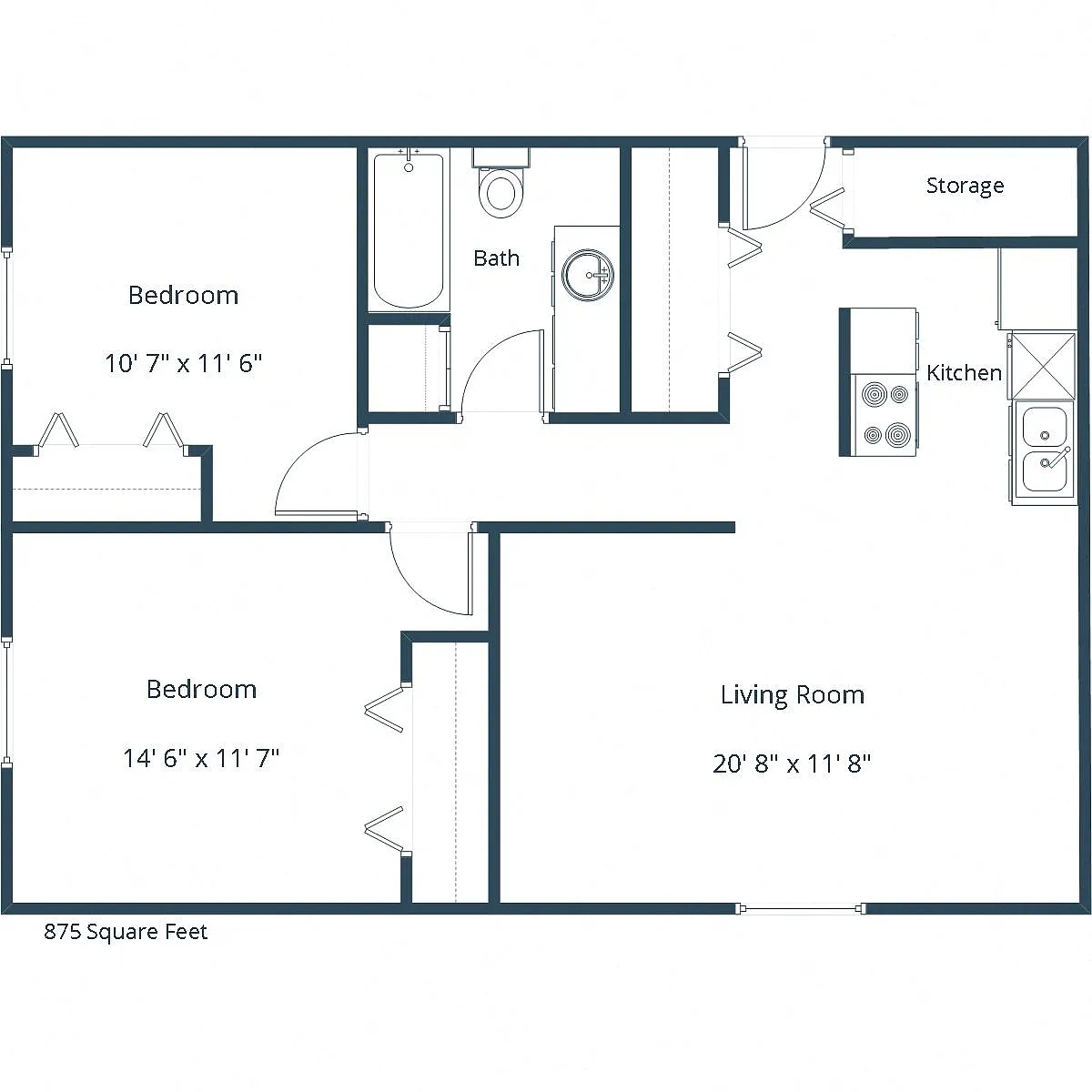Floor plan Two Bedroom 21A