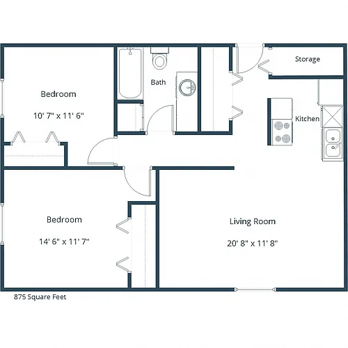 Floor plan Two Bedroom 21A