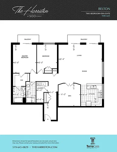 Floor plan 2 Bedroom + Den - The Belton
