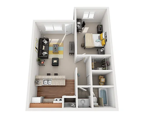 Floor plan 3 Bed 2 Bath - Student Housing (Per Bed)