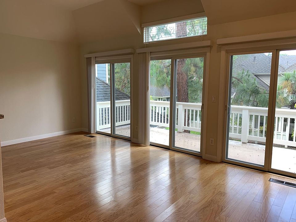 Sliding glass doors in dining room and living room.