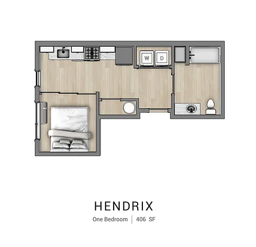 Floor plan Hendrix 1x1