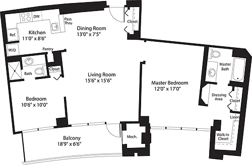 Floor plan 2 Bedrooms A