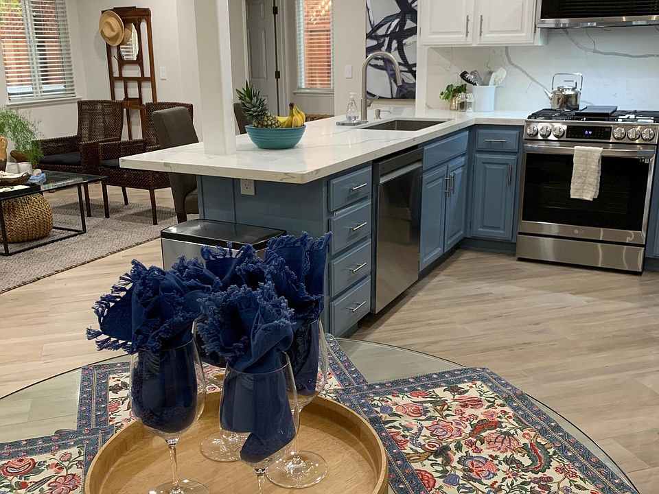 View of kitchen from dining area