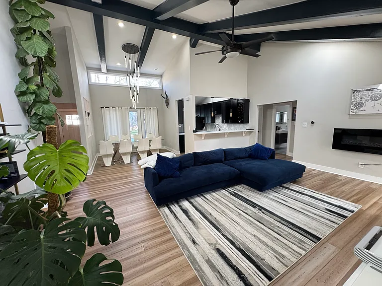 living room and dining area