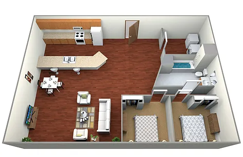 Floor plan 2 Bedroom, 1 Bathroom
