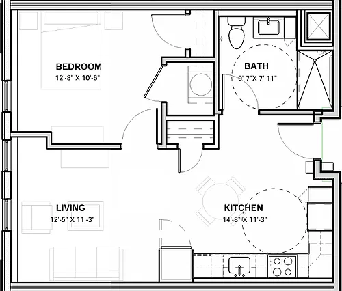 Floor plan 2 Bedroom 110 Percent AMI