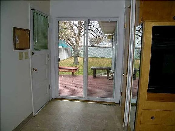 Sliding door and deck in backyard