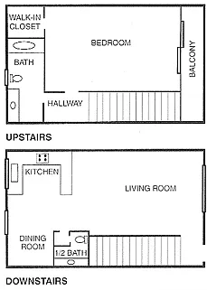Floor plan 1x1.5 TH W/BALCONY