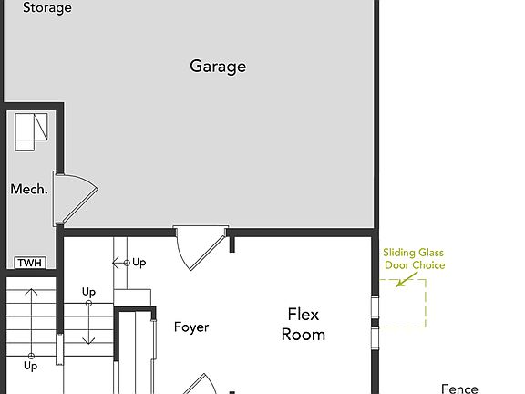 A view of the first floor and garage area of the Albright