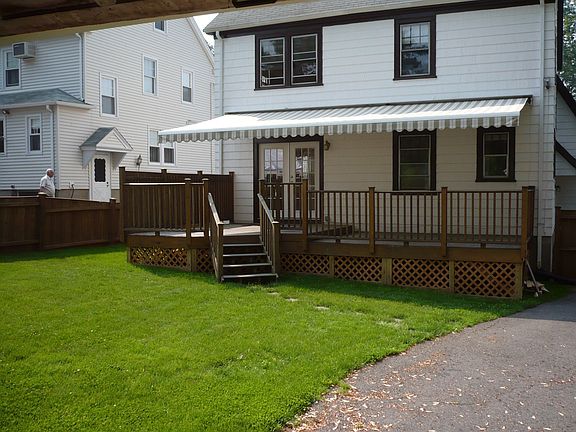 back deck with awning