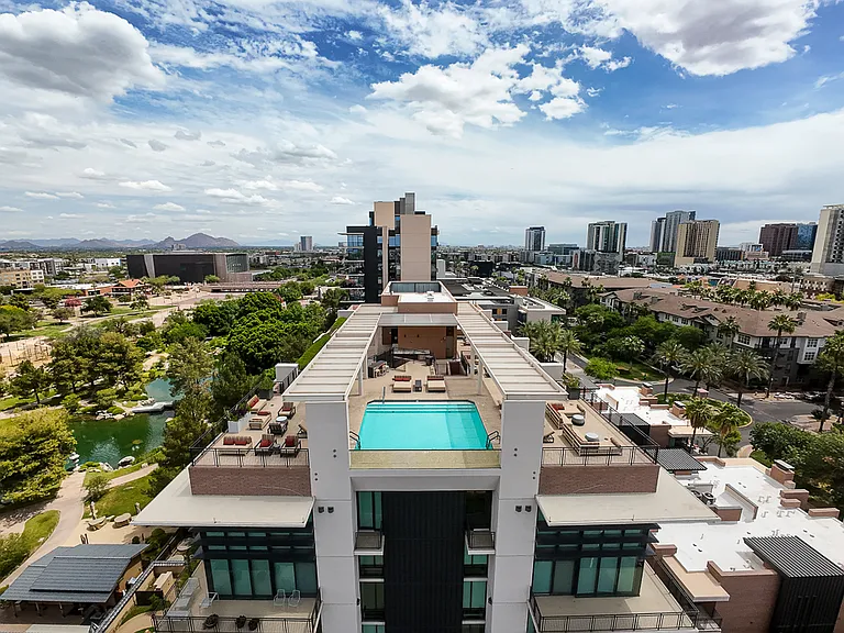 Ariel views of rooftop pool