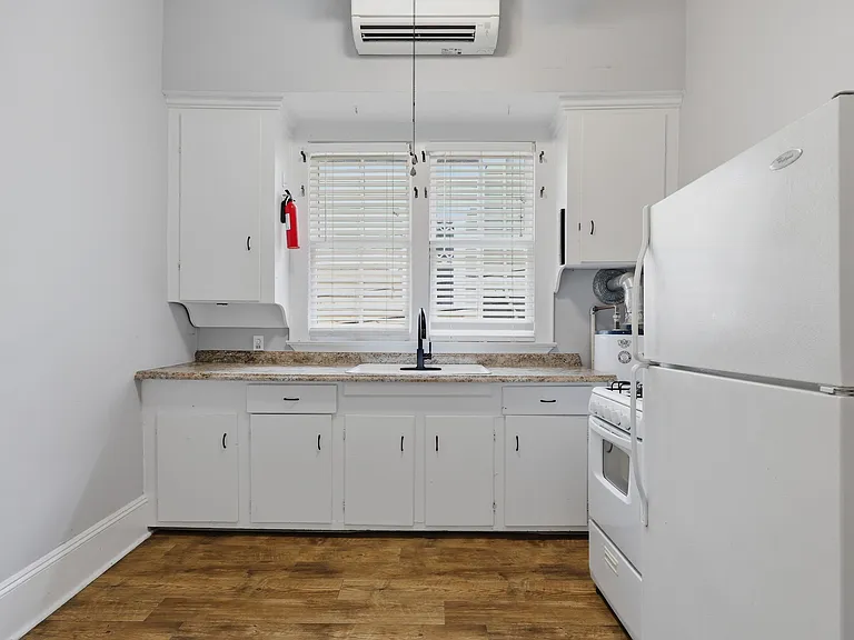 Kitchen, gas stove and gas hot water heater