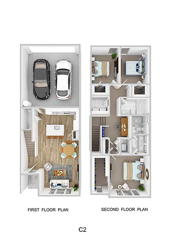 Floor plan C2 - Three - Bedroom End Unit