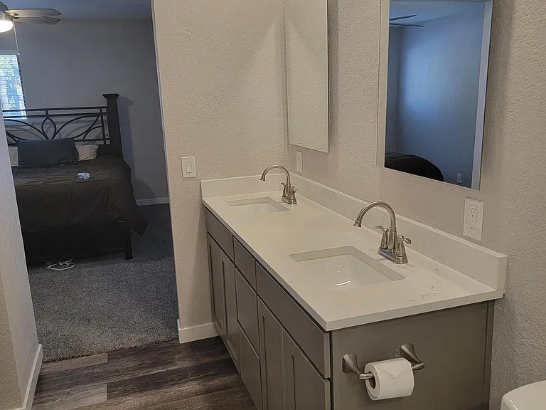 primary bath looking into bedroom