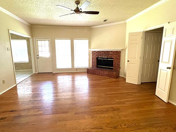 Living Room with corner fireplace