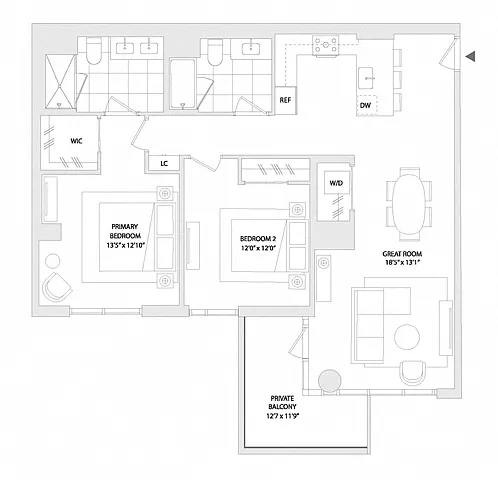 Floor plan 2 BED A17