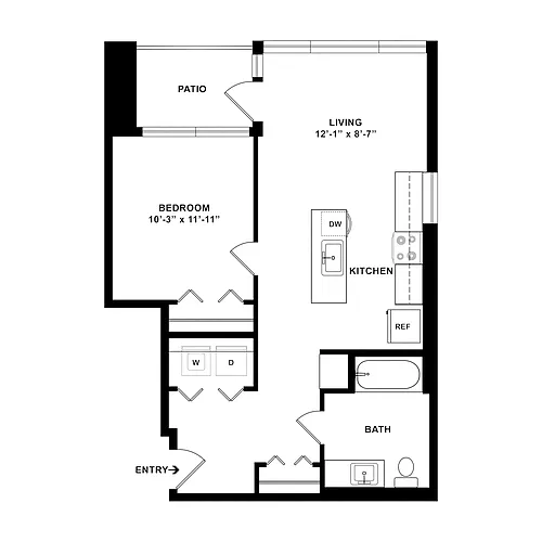 Floor plan 1 Bed/1 Bath-A_TypeA