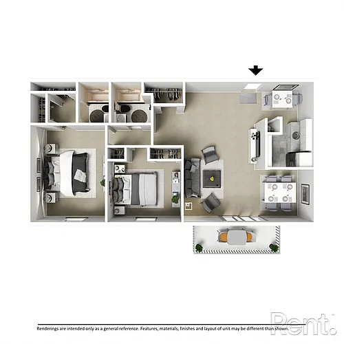 Floor plan 2 Bedroom 2 Bathroom