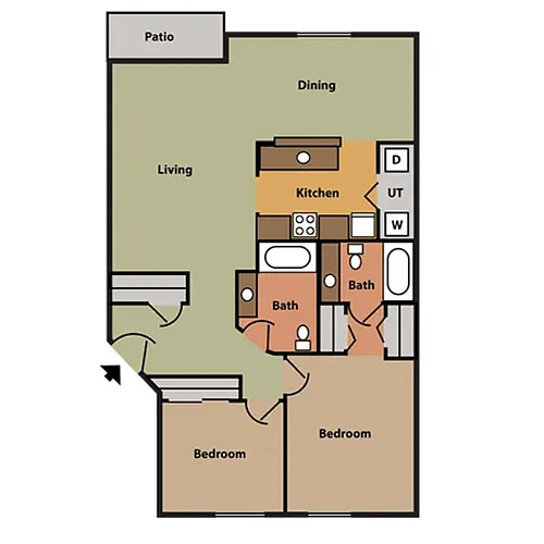 Floor plan 2 Bedroom, 2 Bathroom