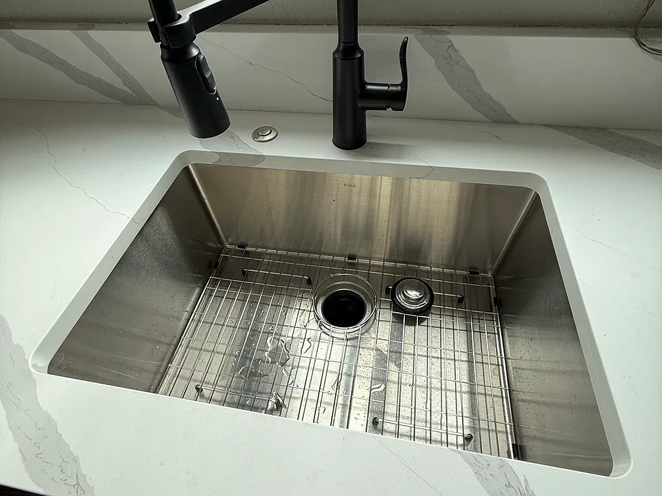 Large sink with garbage disposal