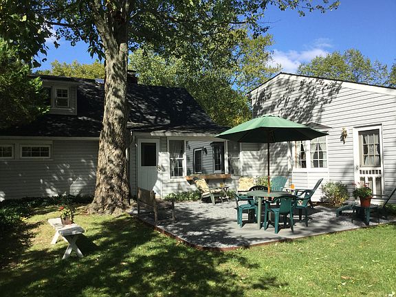 Backyard with stone patio