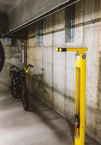 Bike room with bicycle storage and fix it station