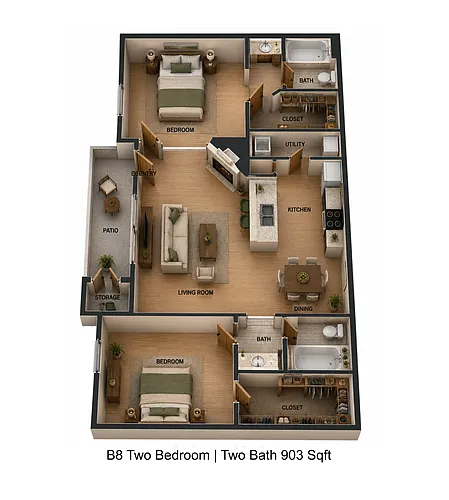 Floor plan 2 bedroom 2 bath