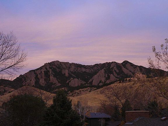 Sunrise view of NCAR from observation deck.