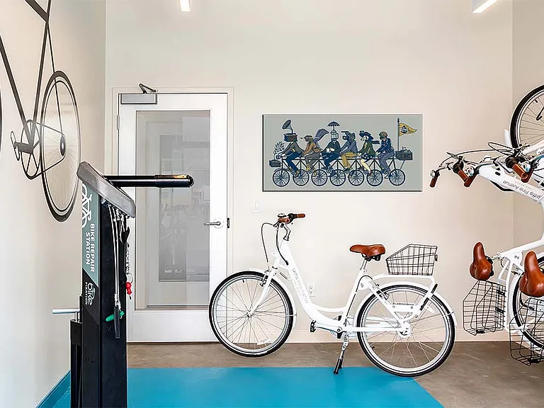 Apartment community bike rental at Griffis Pine Ave in Long Beach, California.