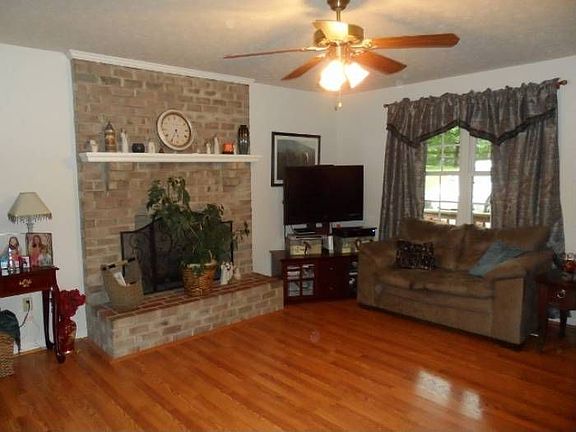 Gas log brick fireplace