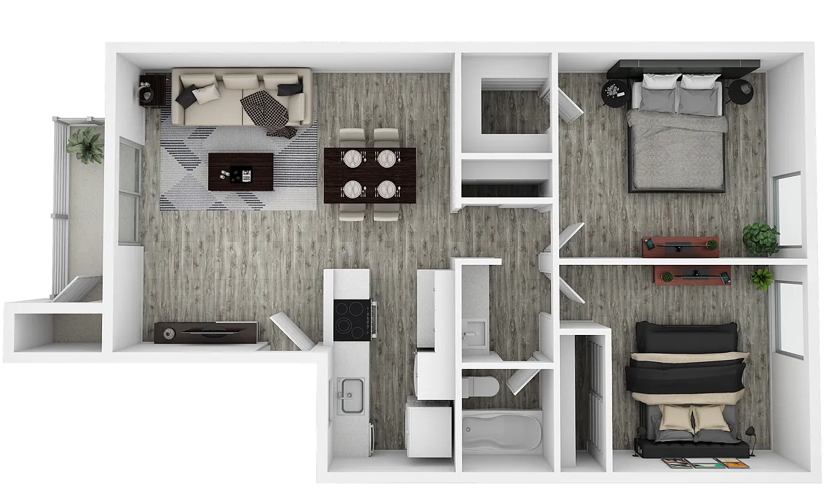 Floor plan Two Bedroom One Bathroom