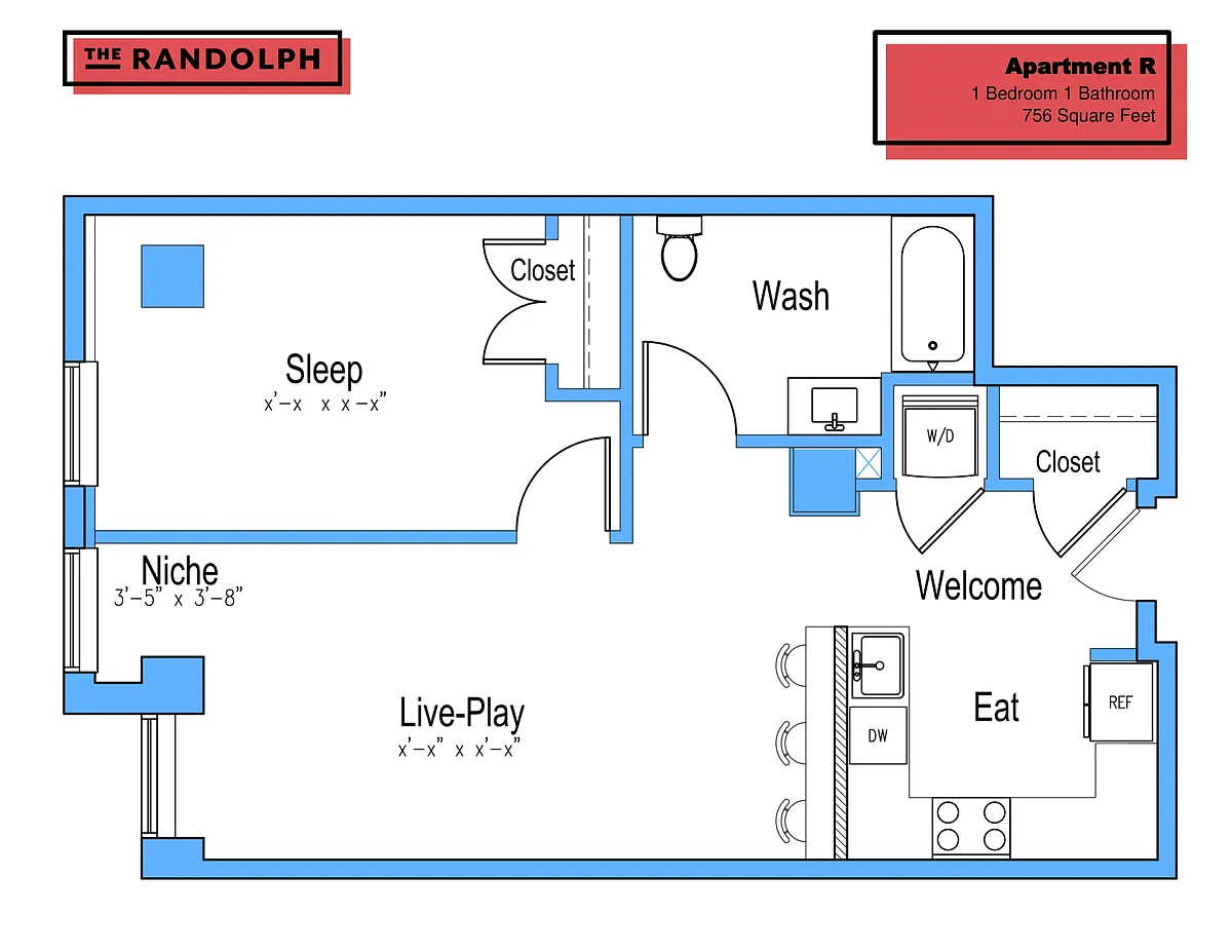 Floor plan 1 Bed 1Bath RPQ
