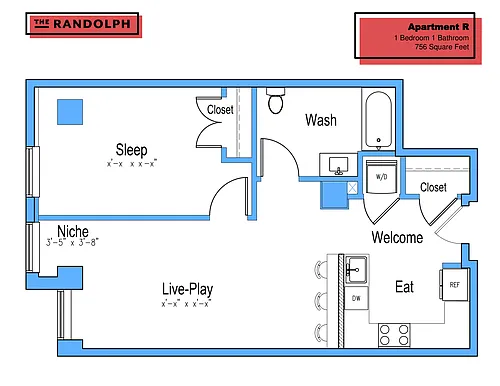 Floor plan 1 Bed 1Bath RPQ