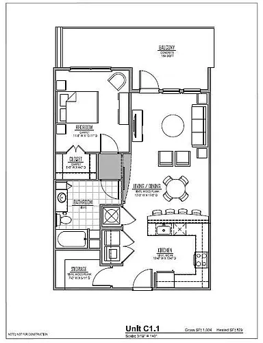 Floor plan 1 Bedroom C1-1