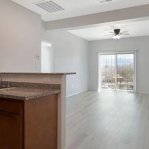 Living rooms have easy-to-clean flooring, some units have breakfast-bars.