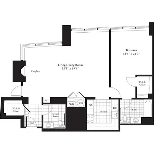 Floor plan 1 Bedroom M