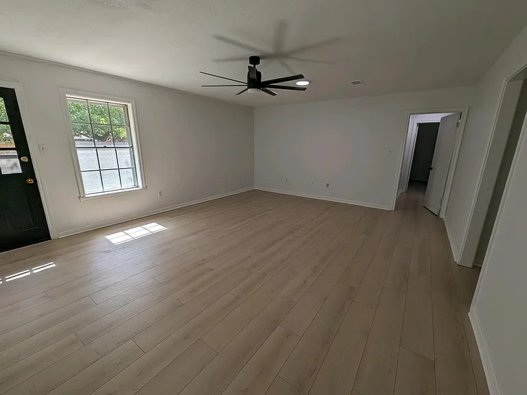 Living room open to the kitchen