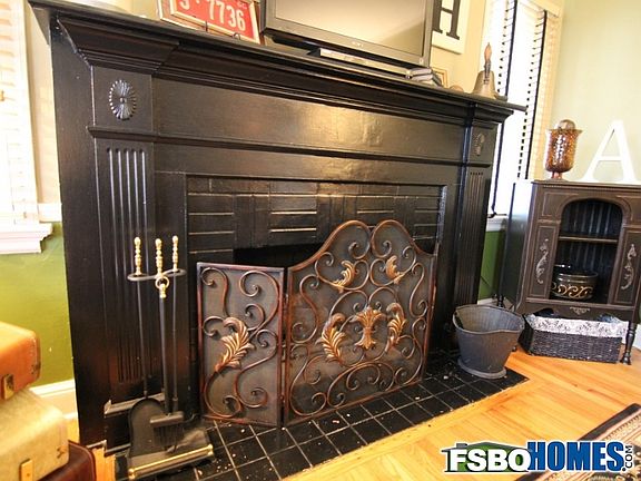 Wood Fireplace in Living Room