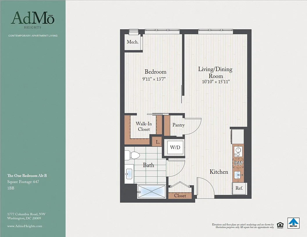 Floor plan The One Bedroom Alt B