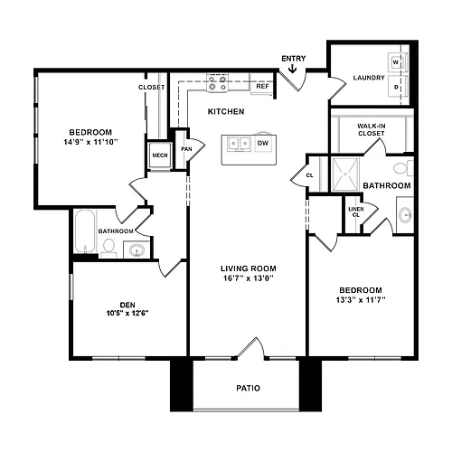 Floor plan 2 Bedroom Craftsman Premier Den